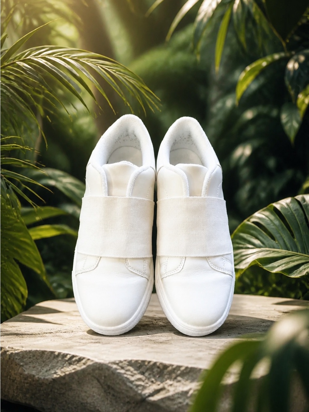 SALE Vince Camuto Ivory Slip-On Elastic Sneakers